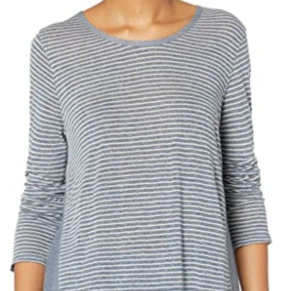 GUC Plus Size Lucky Brand Woven Back Chambray Blue & White Striped Top – Size 2X - Picture 2 of 11